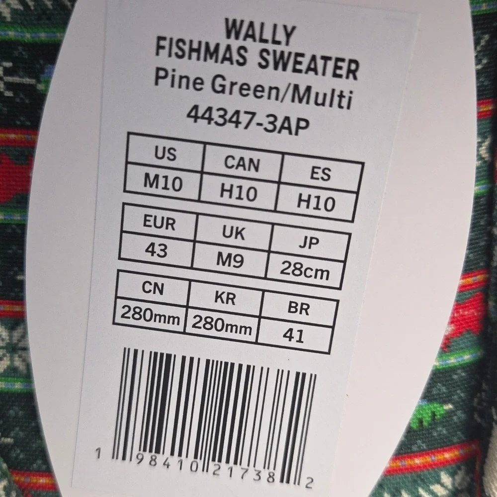 Hey Dude Wally Fishmas Sweater Shoes Mens 10 Green Christmas Slip On Loafers NWT